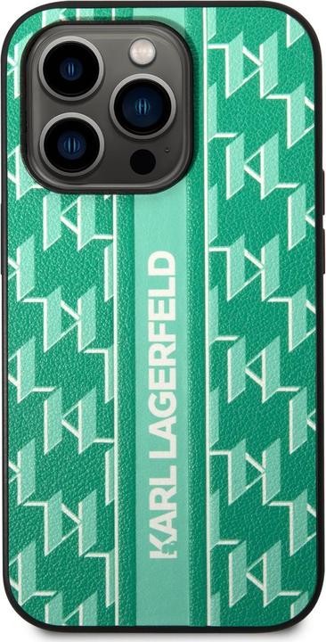 Actual product image Karl Lagerfeld KLHCP14LPGKLSKN iPhone 14 Pro 6.1" hardcase zielony/green Monogram Stripe (Apple iPhone 14 Pro)