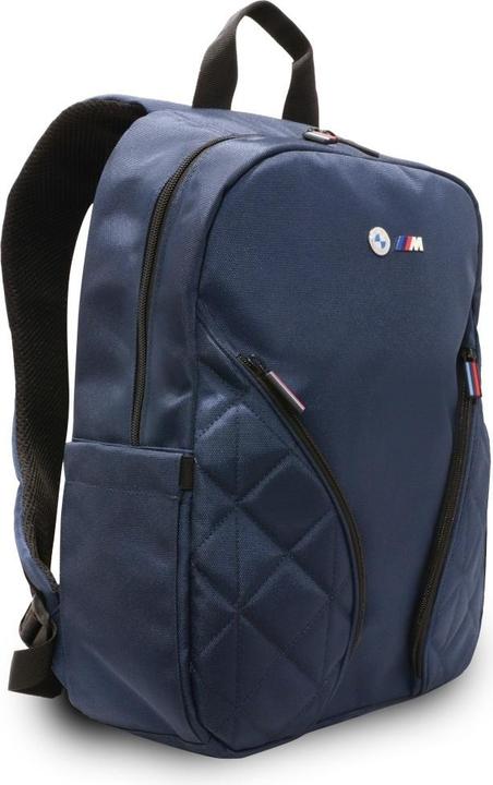 Actual product image BMW Backpack Nylon Pockets & Metal Logo 16" navy