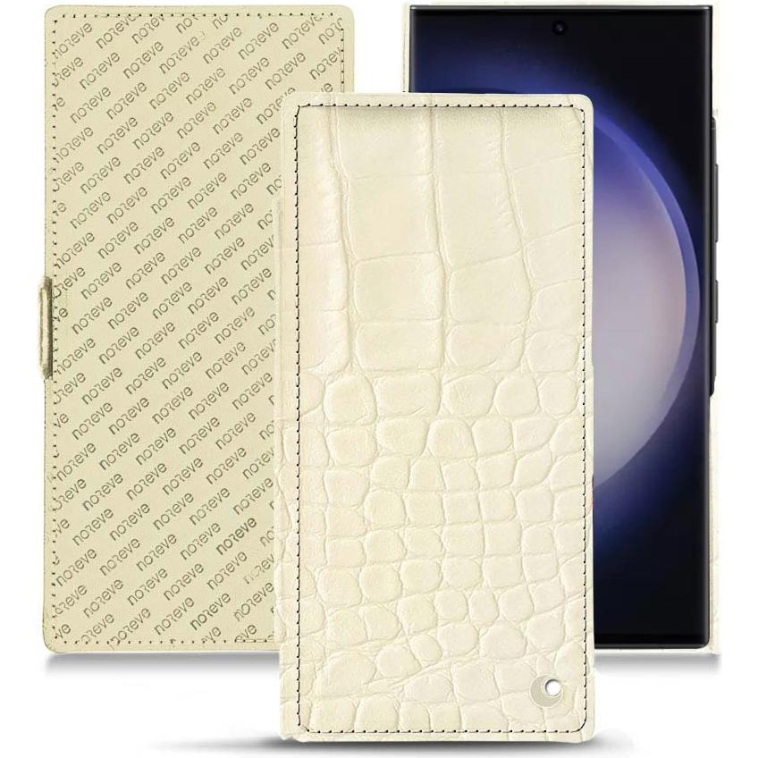 Noreve Lederschutzhülle horizontal (Samsung Galaxy S23 Ultra, Samsung Galaxy S24 Ultra), Smartphone Hülle, Beige