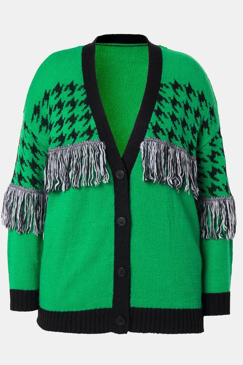Produktbild Angel of Style Strickjacke, oversized, Hahnentritt, Fransen, Langarm (54)