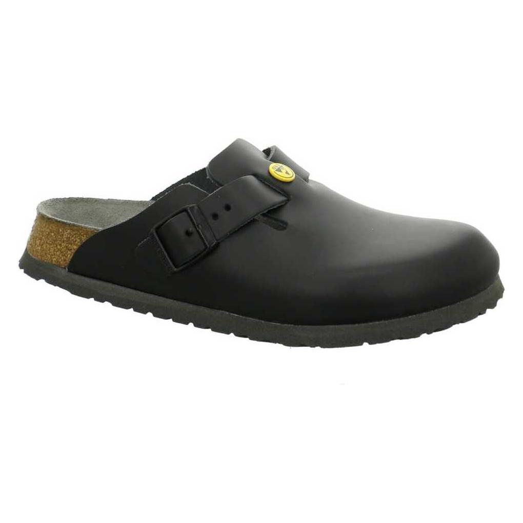 Birkenstock, Unisex, Sandalen, Boston Esd Naturleder Schmal, Schwarz, (39)