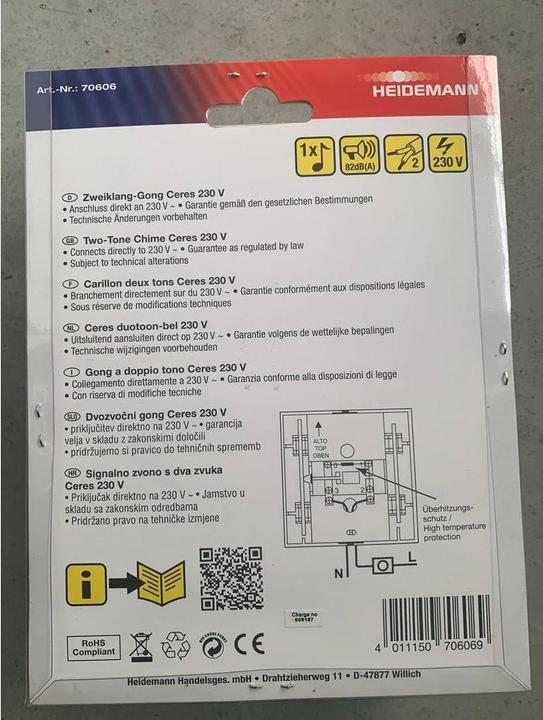 Actual product image Heidemann Two-tone gong Ceres (Cable)