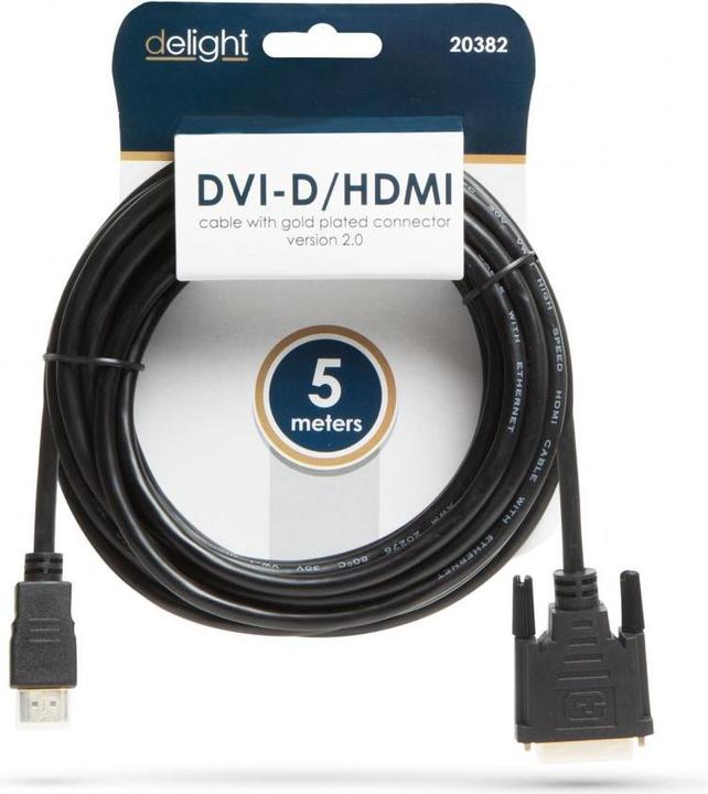 Actual product image Delight DVI -D (Dual Link) (24+1) - HDMI gold cable 5m black (5 m)