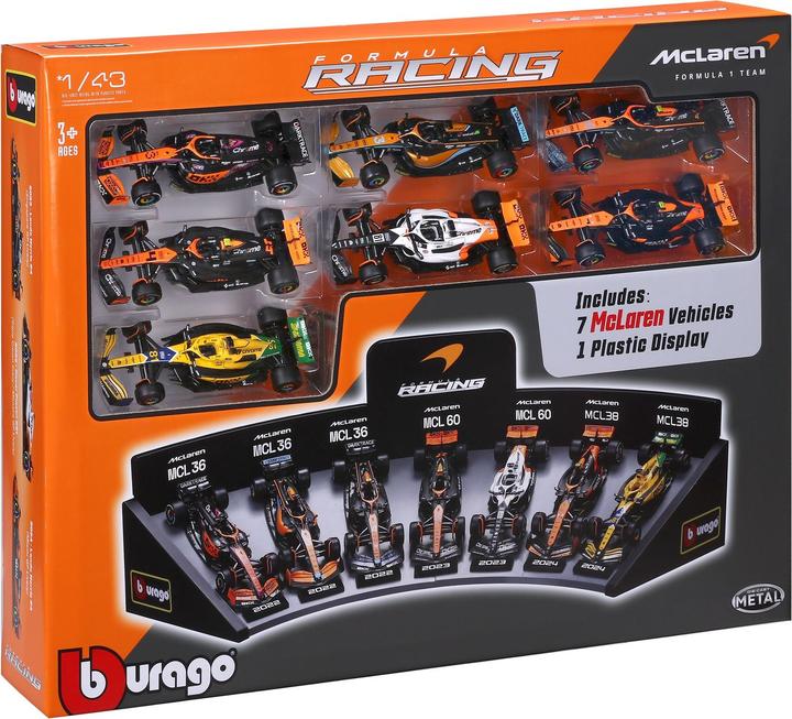 Produktbild Bburago F1 7er-Set Displaykurve McLaren 1/43