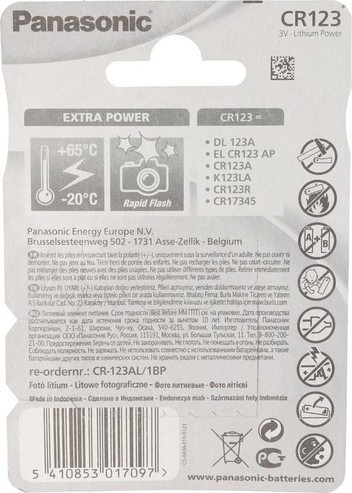 Immagine prodotto Panasonic Foto Litio (1 pz., CR123A, 1400 mAh)