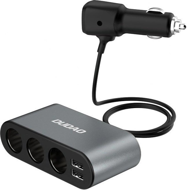 Produktbild Dudao car charger 2x USB / 3x cigarette lighter splitter black (R1Pro black)