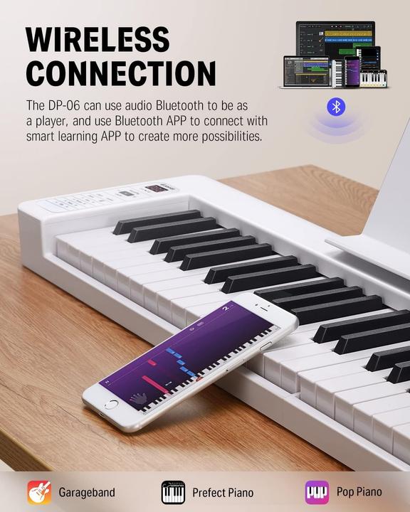 Produktbild Donner Faltbares 61-Tasten-Piano für Anfänger mit tragbarer Tasche, App-Anbindung und langer Akkulaufzeit (61 Tasten)