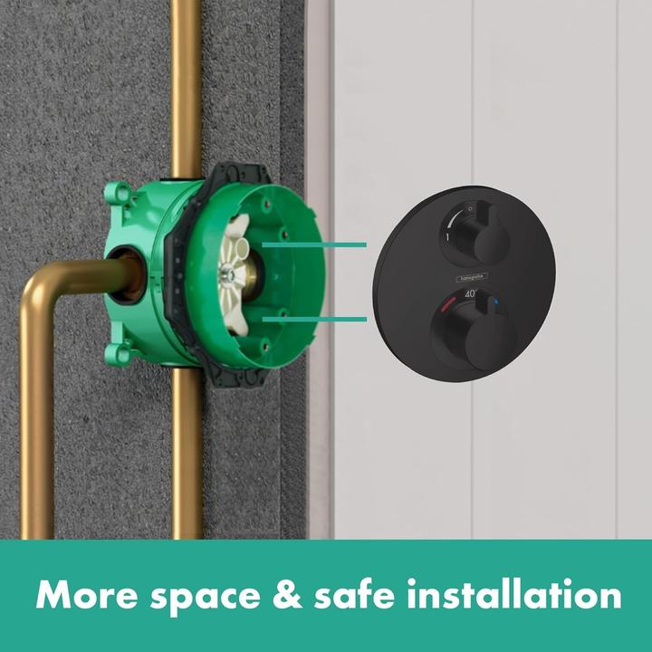 Produktbild hansgrohe HG Fertigmontageset ECOSTAT S f UP-Thermostat 2 Verbr mattschwarz