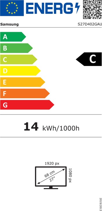 Energy Label Samsung 27"FHD+1920x1200 100Hz IPS HDMI (1920 x 1080 pixels, 27")