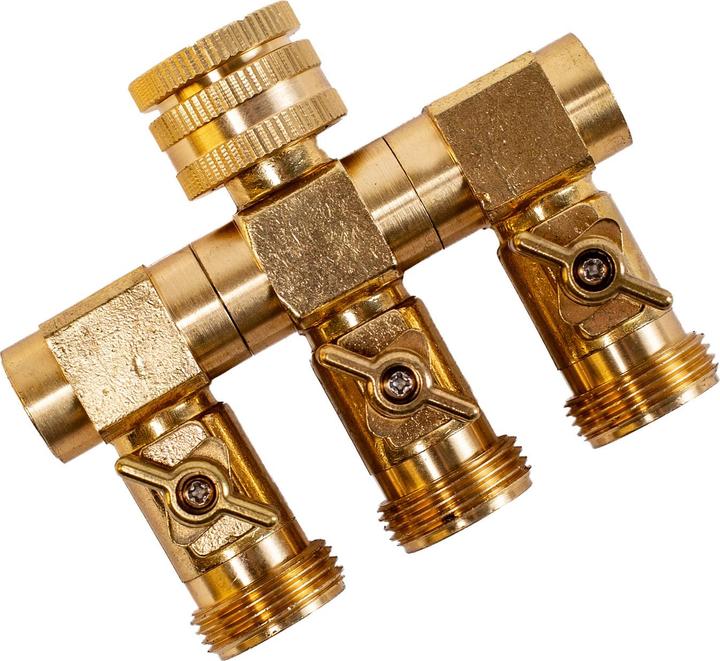 Image du produit UPP Distributeur d'eau 3 voies pour 1/2" + 3/4"/ Raccord robinet & tuyau 3/4 (Répartiteur, 101.60 mm)