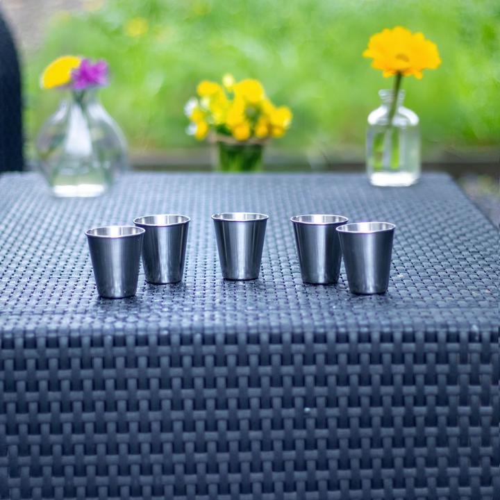 Produktbild Intirilife 5x Stapelbare Edelstahl Becher in 85 ml