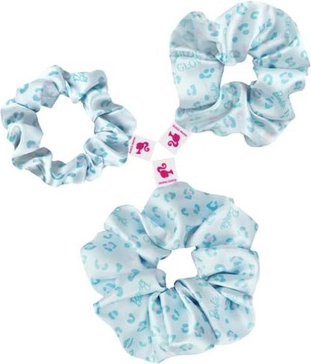 Glov Barbie Hair Scrunchies for Girls Satin Hair Bands Set of 3 Blue Panther (Haargummi)