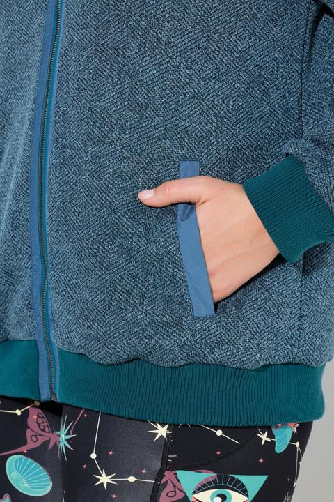 Immagine prodotto Ulla Popken Giacca di maglia e pile con design grafico e cappuccio (46, 48)