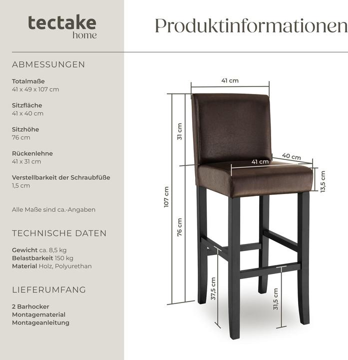 Produktbild tectake Barhocker