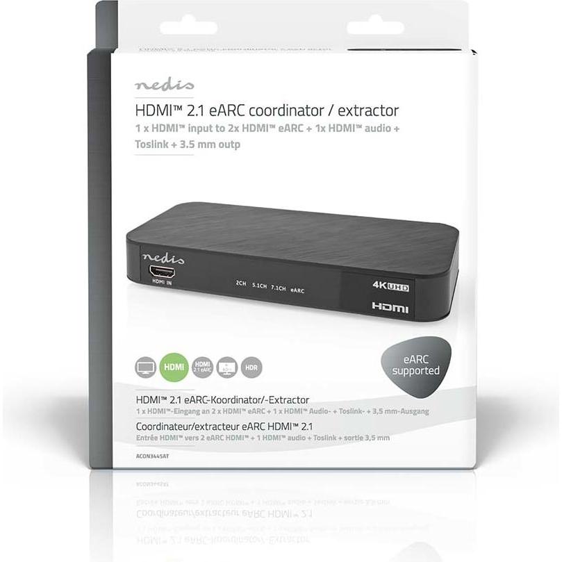 Thumbnail - Nedis Digital Audio Converter 2-Weg Anschlüsse – Eingang: DC Power / 1x HDMI™ Eingang Anschlüs (0.06 m, 3.5mm Klinke (AU...