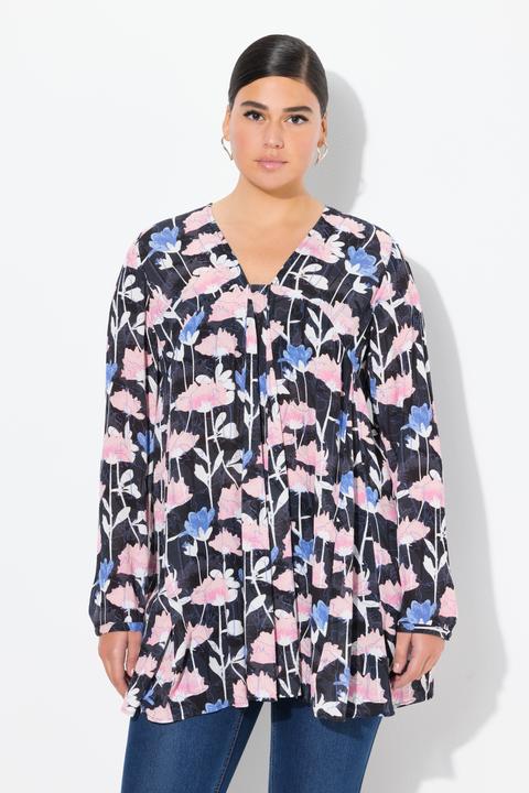 Immagine prodotto Ulla Popken Blusa dal taglio svasato con stampa, scollo rettangolare e maniche lunghe (50, 52)