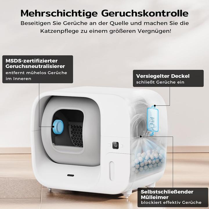 Actual product image AmiCura Cura 3 Selbstreinigende Katzentoilette,Auto Füllende Katzenklo Geruchskontrolle,TÜV,App,60L (Self-cleaning litter tray)