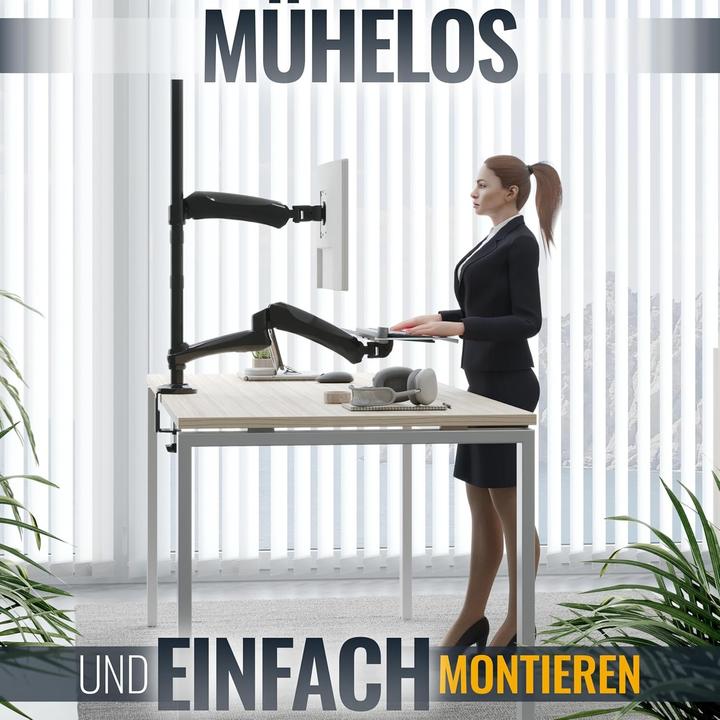 Produktbild Ricoo Supporto Monitor Rotante per Postazione di Lavoro Sit Stand (Tisch, 27", 9 kg)