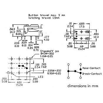 Thumbnail - Velleman Digitast Dip Push-Button Switch Red Cap No Led, Taster + Schalter, Rot