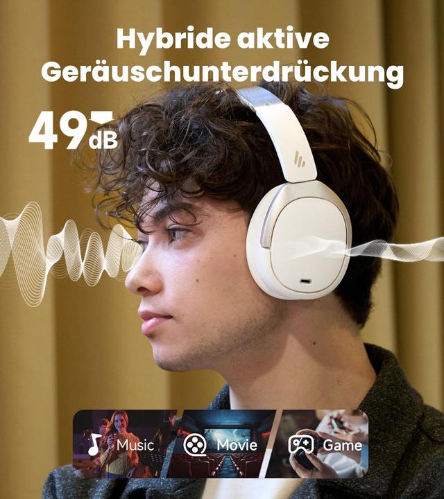 Produktbild Edifier Faltbare Over-Ear-Kopfhörer W80 mit ANC und LDAC (ANC, 65 h, Kabelgebunden, Kabellos)