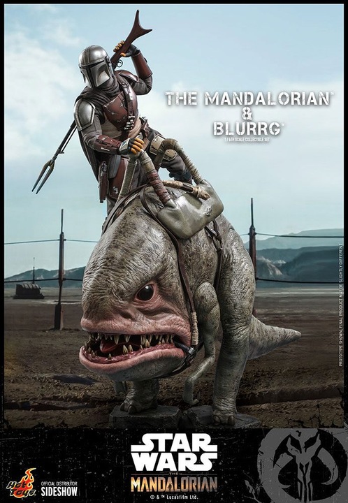 Actual product image Hot Toys Star Wars The Mandalorian Action Figure 2-Pack 1/6 The Mandalorian & Blurrg 37 cm