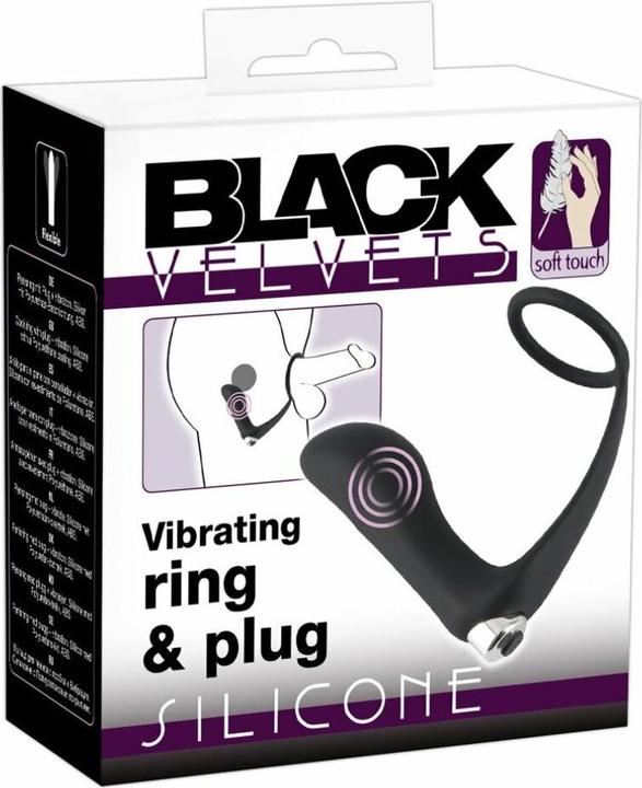 Actual product image Black Velvets Vibrating Ring & Plug