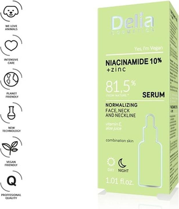 Produktbild Delia Cosmetics NIACINAMIDE 10%+ZINC Day & Night Normalizing Serum (30 ml)