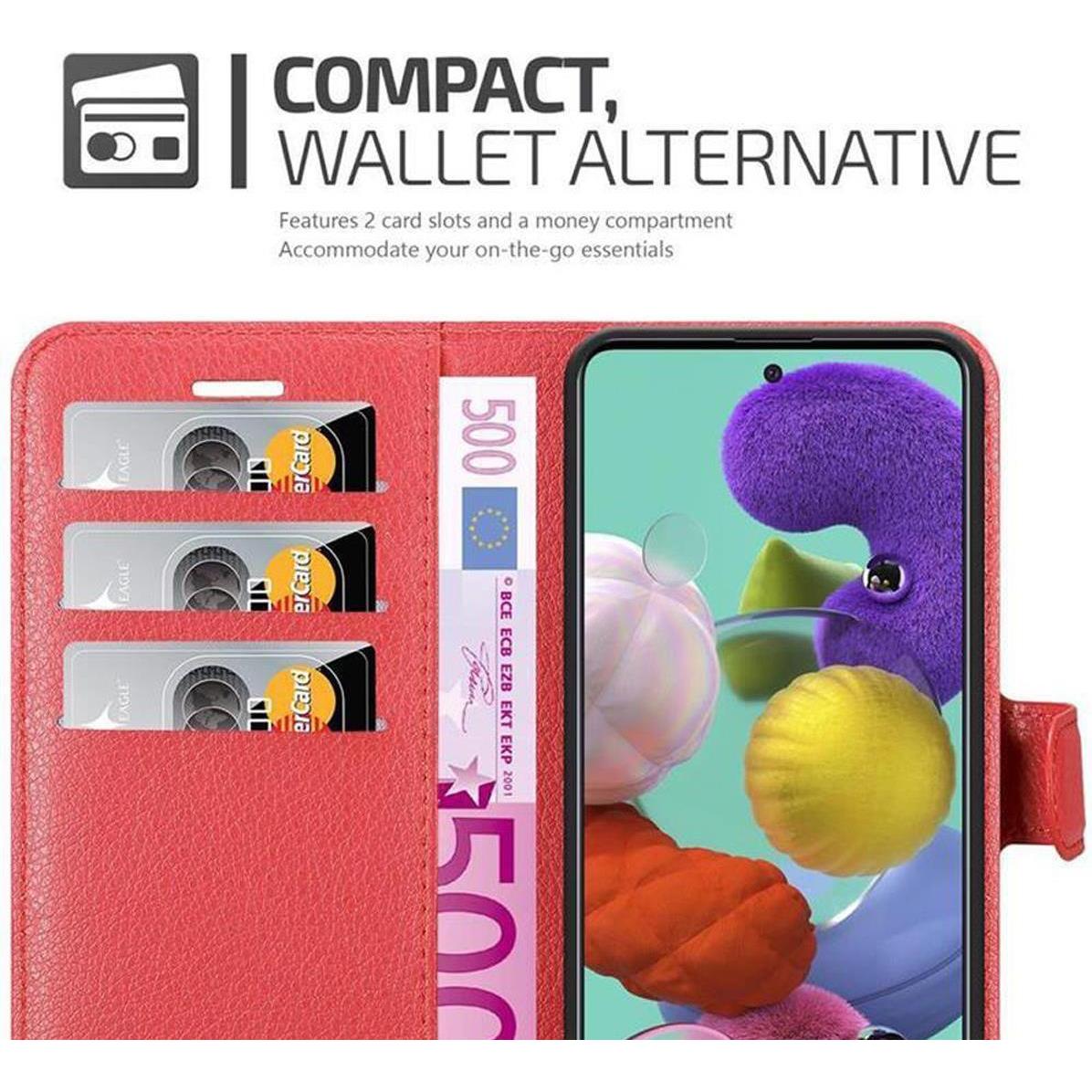 Thumbnail - Cadorabo Book mit Standfunktion Cover (Samsung Galaxy A51 5G), Smartphone Hülle, Rot