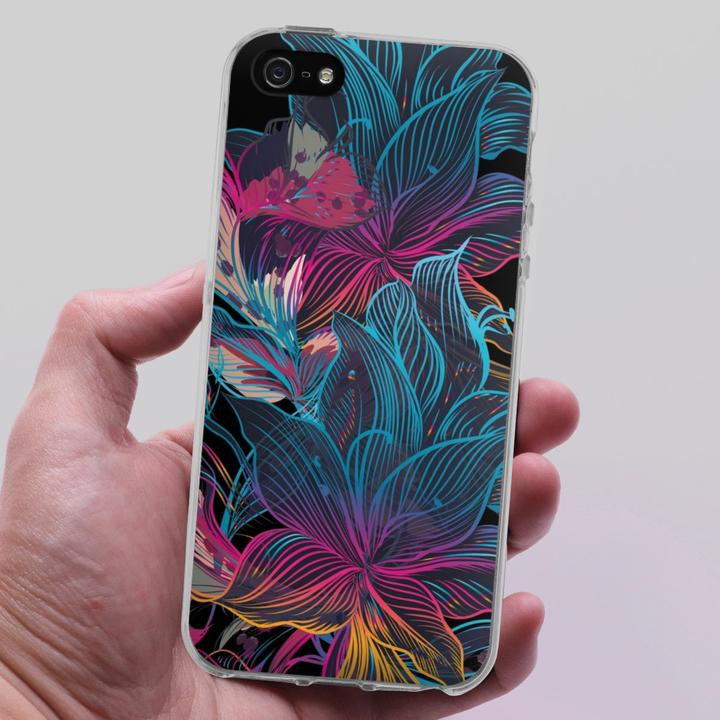 Produktbild DeinDesign Silikon Hülle für Apple iPhone 5 Handyhülle Case Smartphone Schutzhülle Blumen Neon bunt (Apple iPhone 5)