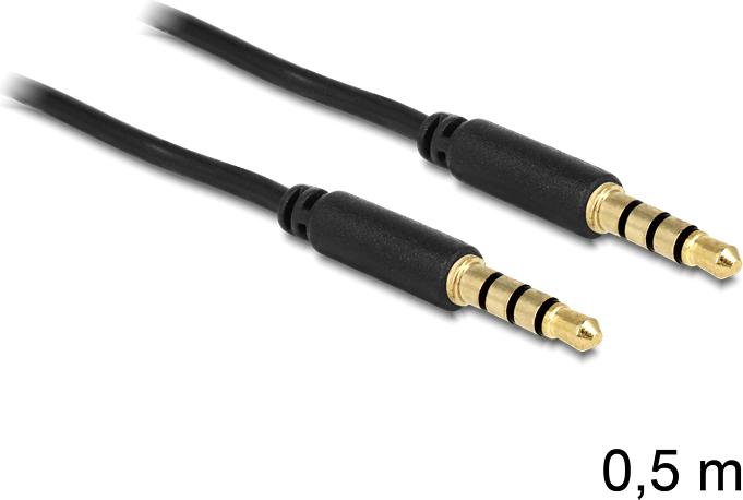 Produktbild Delock 3.5mm Stereokabel 4-pin (0.50 m, AUX Kabel)