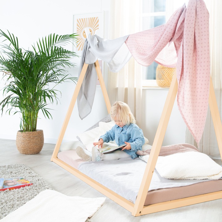 Produktbild Roba Nachhaltige Tipilounge, Tipibett 'Montessori' Bambus (70 x 140 cm)