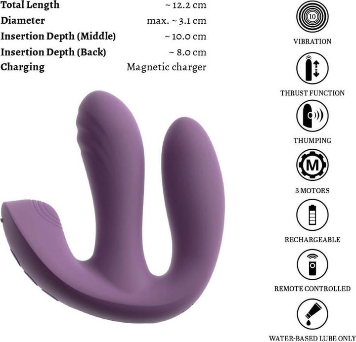Actual product image Beau Coeur MIREVA RC Triple Hands-Free Vibrator
