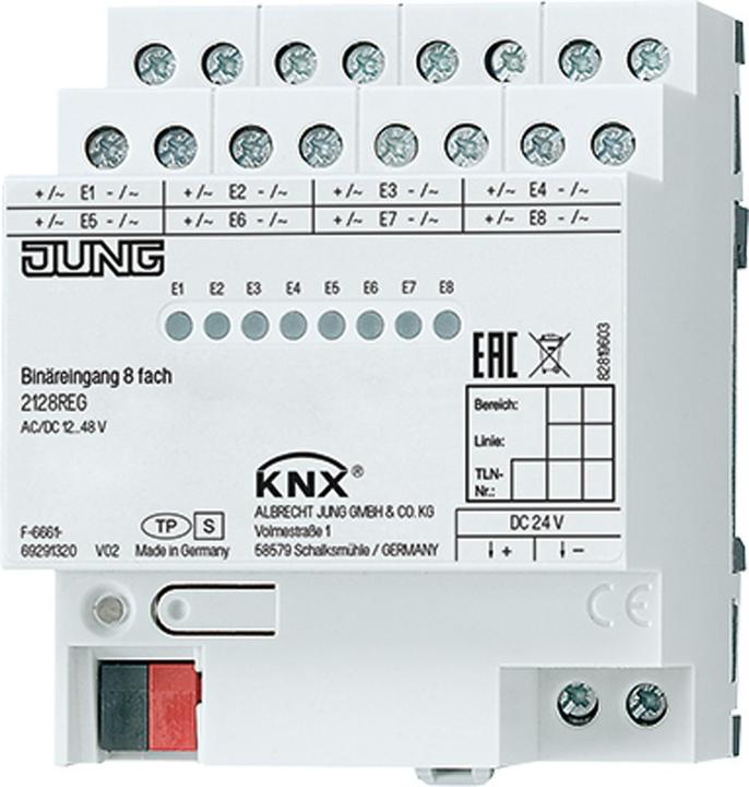 Produktbild JUNG Binäreingang KNX REG 4TE LED 8f 2128REG