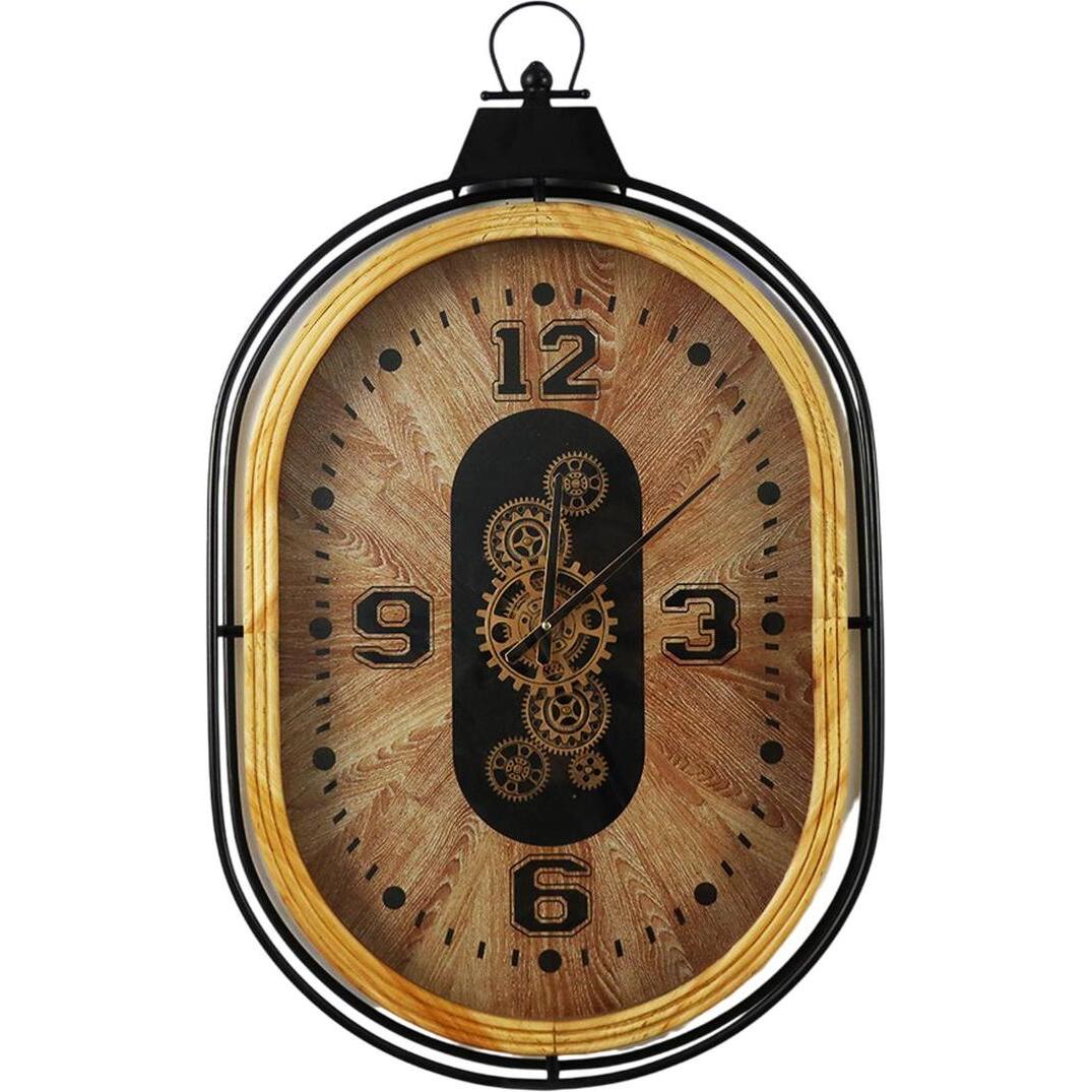 Esprit, Orologio da parete, Wanduhr Home Schwarz natürlich Kristall Eisen Loft 56 X 8 X 92 CM