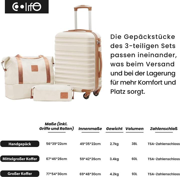 Produktbild Coolife 5-teiliges Reisekoffer Set (38 l)