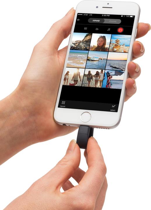 Actual product image SanDisk iXpand Flash Drive 16GB (16 GB, USB-A, Lightning, USB 3.0)