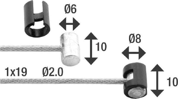 Elvedes Brake wire ø2.0x2000mm, roller nipple 6x10/