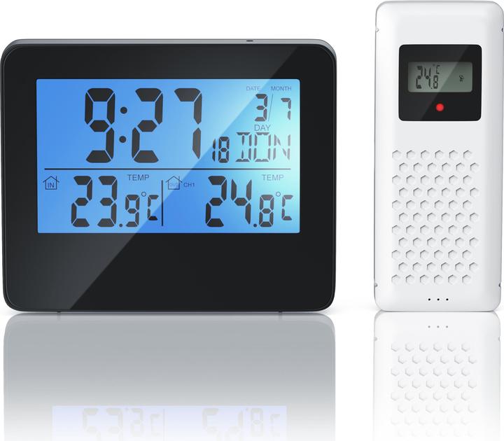 Produktbild Bearware Funk Wetterstation mit Aussensensor - Funkuhr, sekundengenaue Uhrzeit durch DCF-Signal