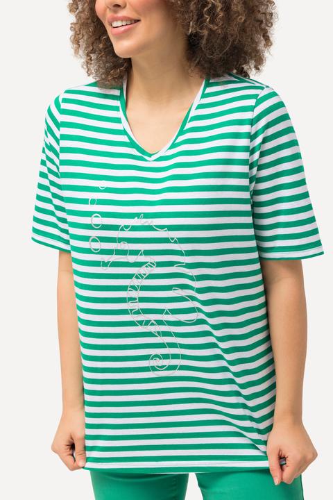 Actual product image Ulla Popken Striped Metallic Wildlife Short Sleeve Graphic Tee (46, 48)