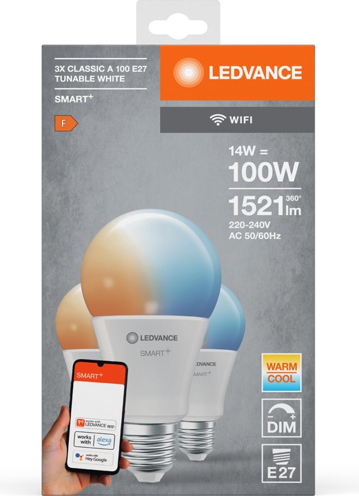 Immagine prodotto Ledvance Smart+ Wifi Classic (E27, 14 W, 1521 lm, 3 x, F)