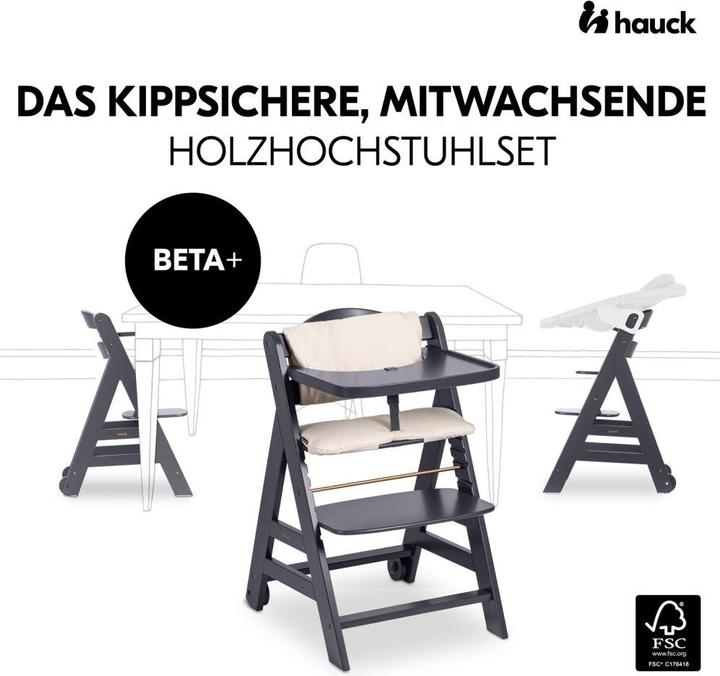 Image du produit Hauck Chaise haute Beta Plus Dark Grey 5-pièces Newborn Set - Chaise haute (Chaise haute)
