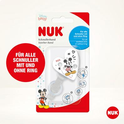 Produktbild NUK Disney Mickey Mouse Schnullerband, für alle Schnuller mit und ohne Ring, 1 Stück, weiss (1 x)