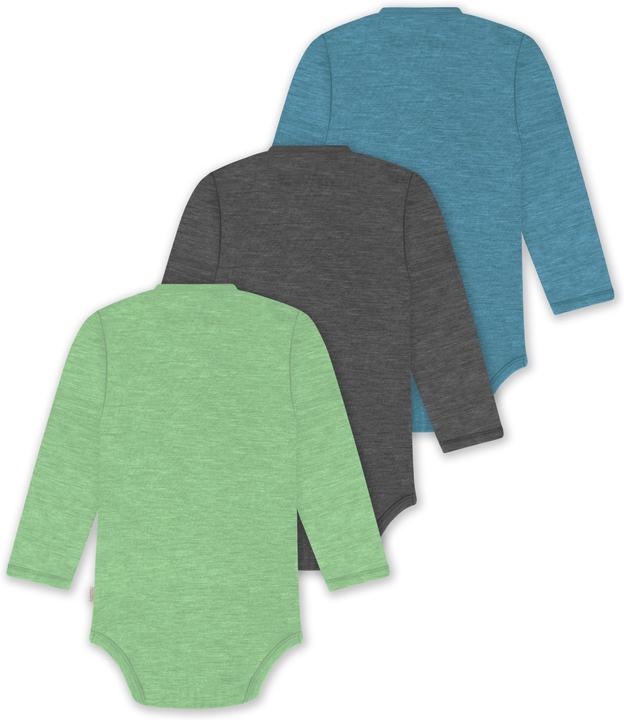 Actual product image Normani Set of 3 baby body wrap long sleeve toddler bodysuit made from merino wool - 9357 (74)