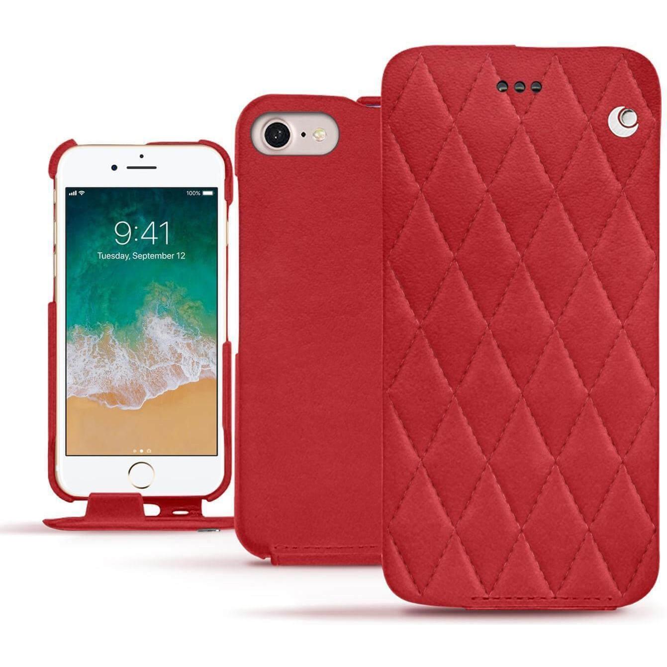 Noreve Lederschutzhülle vertikal (Apple iPhone 7), Smartphone Hülle, Rot
