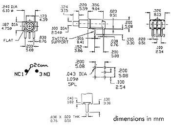 Actual product image Velleman 90° Horizontal Subminiature Push-Button Switch Spdt On-(On