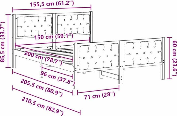 Image du produit vidaXL Modernes Bett (150 x 200 cm)