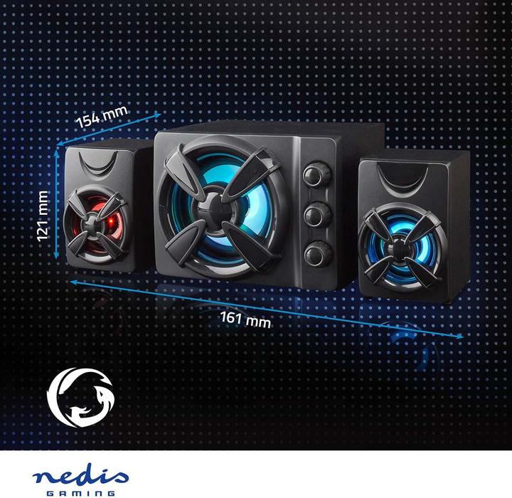 Actual product image Nedis Gaming Speaker | Speaker Channels: 2.1 | Power Supply via USB | 3.5 mm Plug | 33