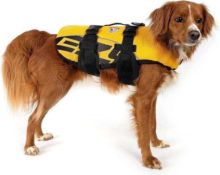 Immagine prodotto EzyDog Giubbotto di salvataggio giallo L 27 - 41 kg (L, Giubbotto di salvataggio per cani)