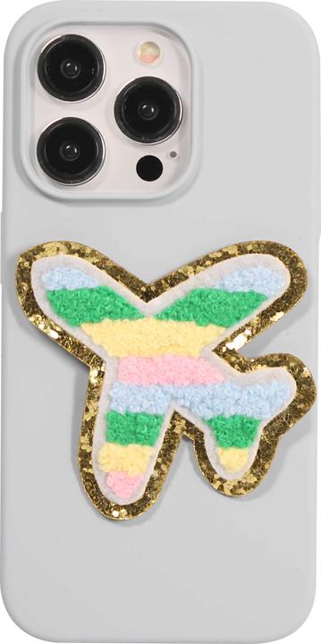 Actual product image PhoneLook Autocollant sticker pour téléphone/tablette/ordinateur brodé en 3D Avion avec bord doré