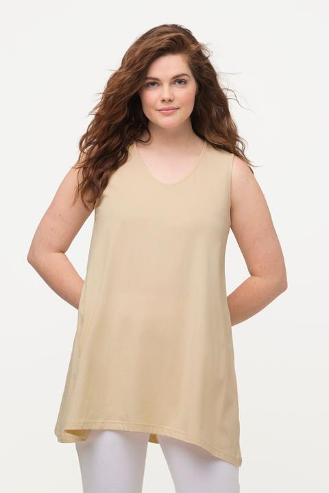 Produktbild Ulla Popken Longtop, Naturfärbung, A-Linie, V-Ausschnitt, ärmellos (50, 52)